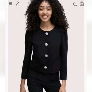 Kate Spade New York Black Jewel Button Ponte Jacket, Sz 00